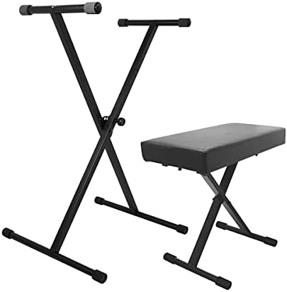 On Stage KPK6500 Negro Paquete Stand Teclado + Banco 27-38" 90 lbs Plegable