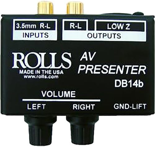 ROLLS DB14B Caja Directa Pasiva Estéreo Control Volumen RCA 3.5mm XLR Profesional