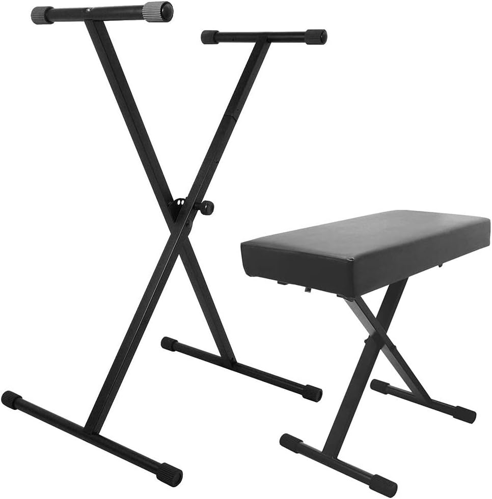 On Stage KPK6500 Negro Paquete Stand Teclado + Banco 27-38" 90 lbs Plegable