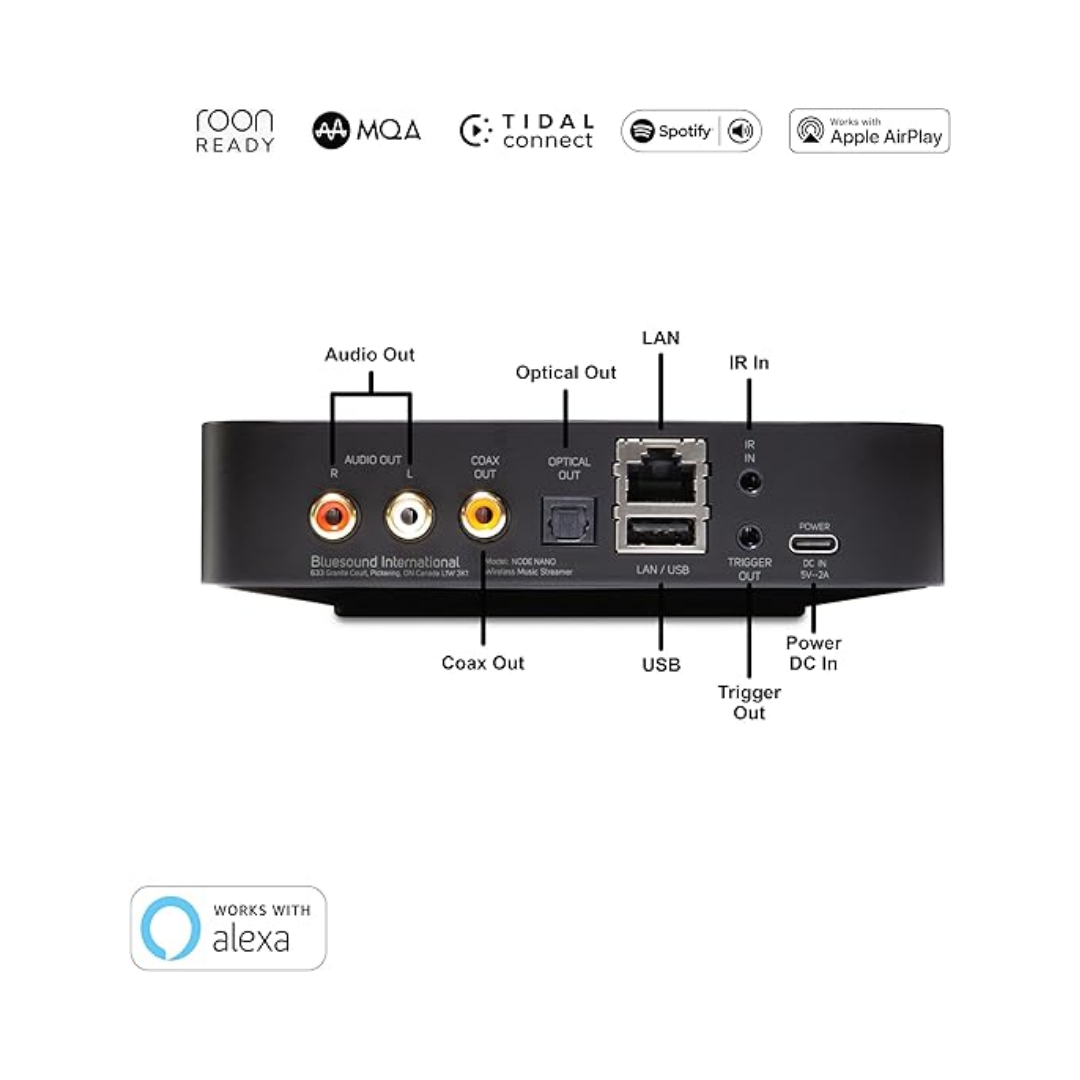 Bluesound NODE NANO Streamer DAC ESS SABRE 24bit/192kHz Roon Ready AirPlay 2