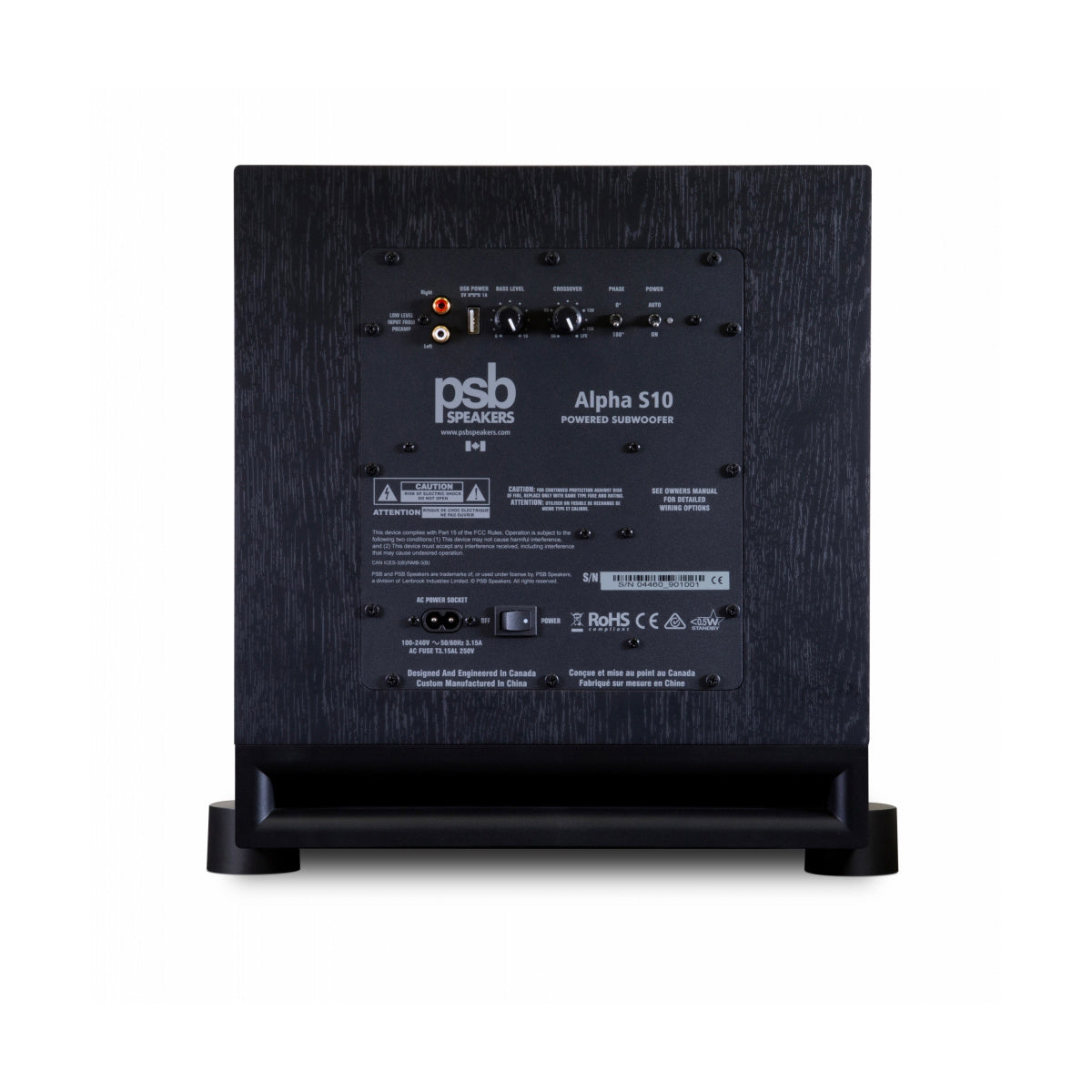 PSB Alpha S10 Subwoofer 10" Amplificador Digital 210W DSP Reflex Compacto