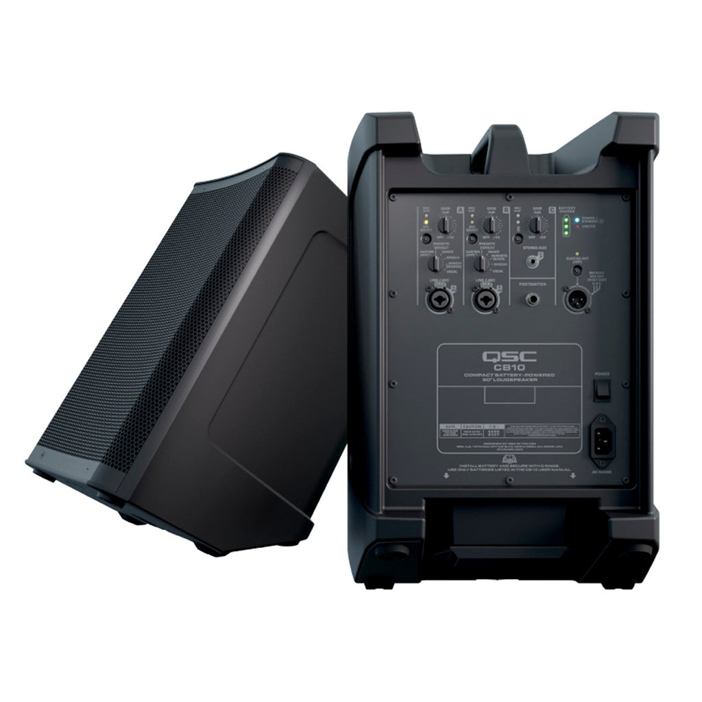 QSC CB10 Altavoz Portátil Amplificado 440W 10" Batería Recargable 12h Mixer 3 Canales
