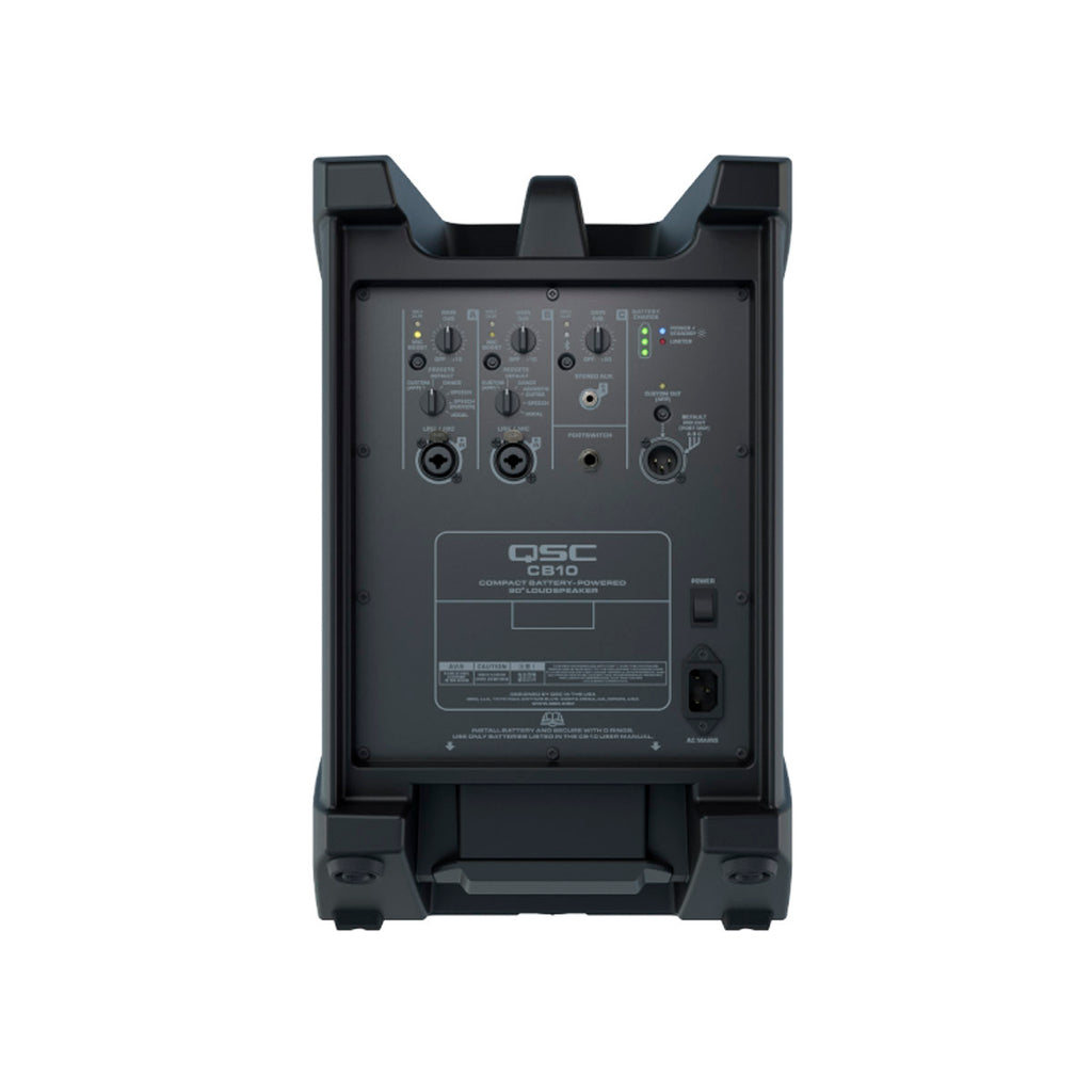 QSC CB10 Altavoz Portátil Amplificado 440W 10" Batería Recargable 12h Mixer 3 Canales