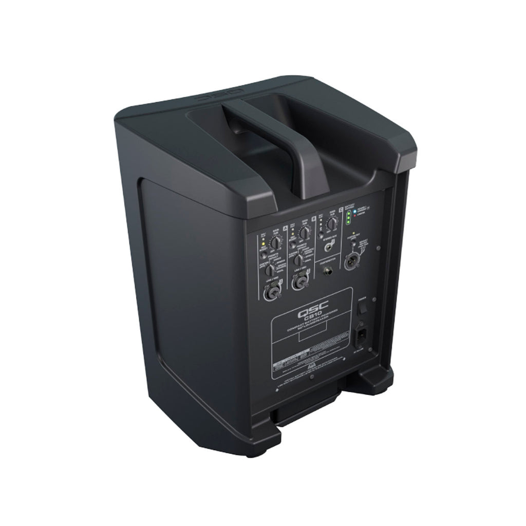 QSC CB10 Altavoz Portátil Amplificado 440W 10" Batería Recargable 12h Mixer 3 Canales