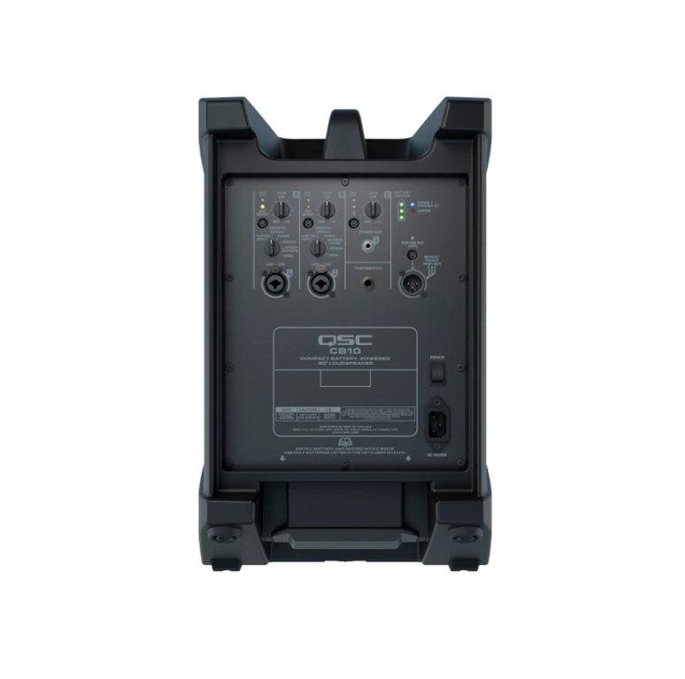 QSC CB10 Altavoz Portátil Amplificado 440W 10" Batería Recargable 12h Mixer 3 Canales