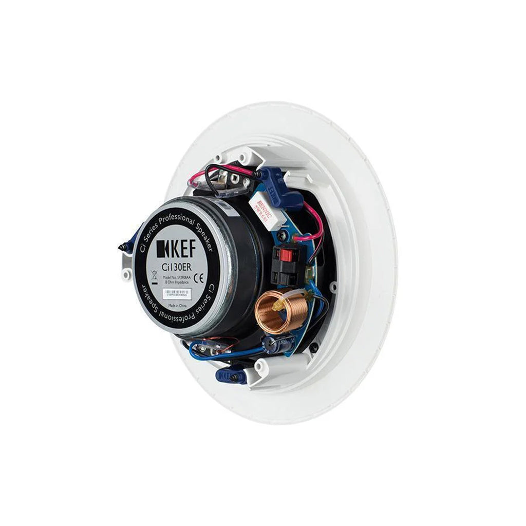 KEF CI 130ER Blanco Par Bocinas Empotrables Redondas Plafón 5.25" Uni-Q 90dB Resistentes Humedad
