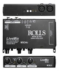 ROLLS MX34C LiveMix Mezcladora 2 Canales Micrófono XLR Phantom Power Portátil