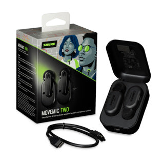 Shure MoveMic Two Micrófono Inalámbrico 2 Canales Lavalier Clip-On Directo a Teléfono