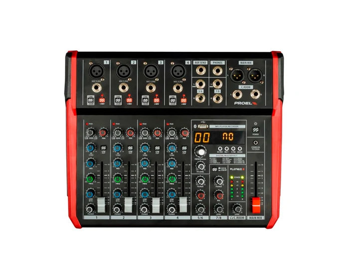 PROEL PLAYMIX8-CH Negro Mezcladora 8 Canales 24-bit DSP 100 Presets USB Bluetooth