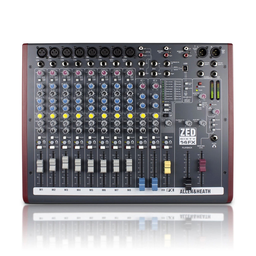 Allen & Heath ZED60-14FX Mezclador Analógico 10 Canales 60mm Faders 16 Efectos USB
