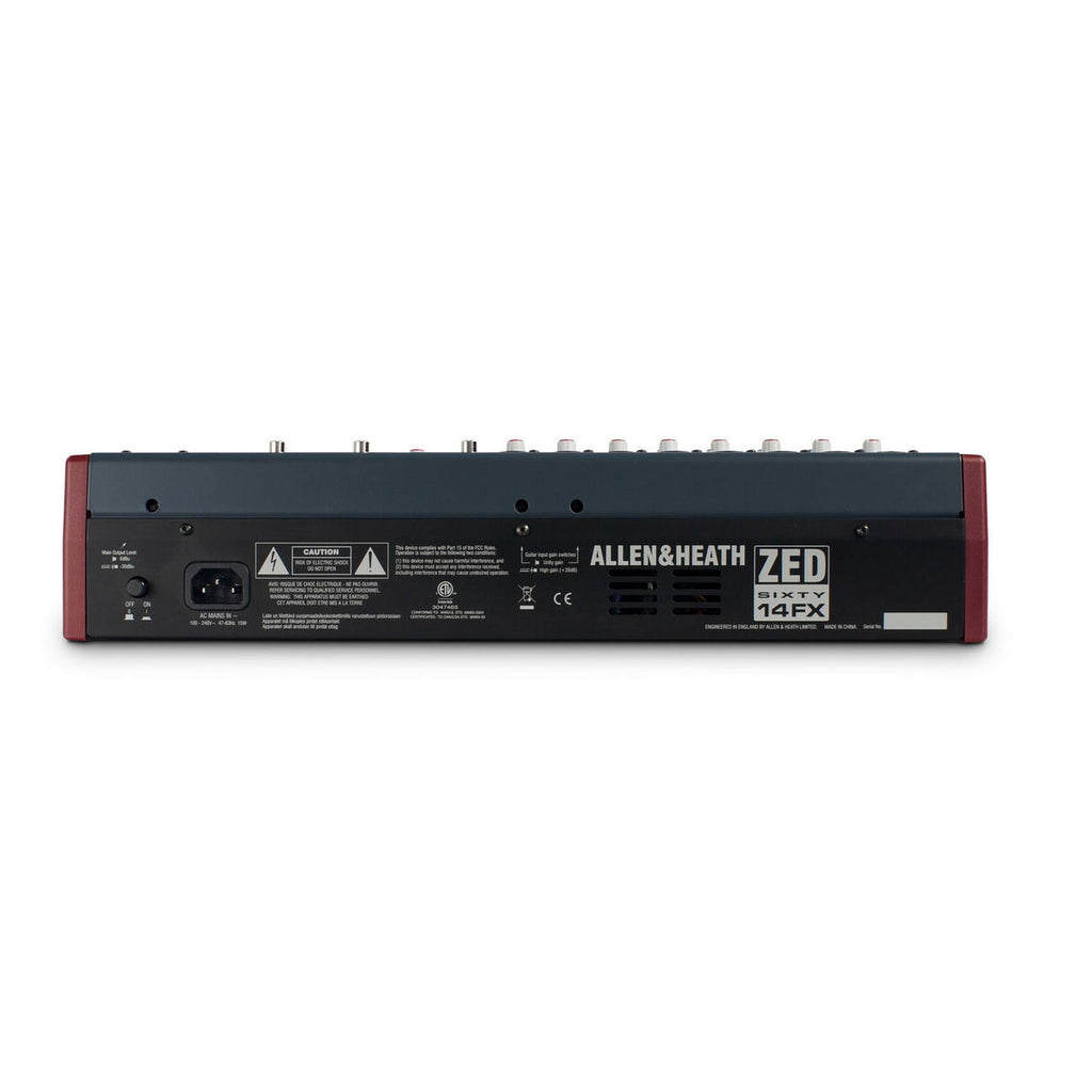 Allen & Heath ZED60-14FX Mezclador Analógico 10 Canales 60mm Faders 16 Efectos USB